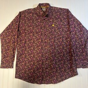 Cinch men’s pearl snap wester long sleeve shirt size M